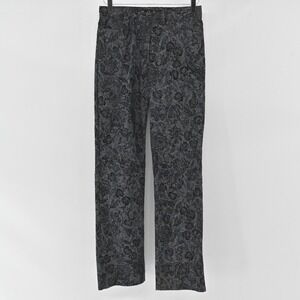 Koel Velvet Pants Womens Sz 4 Black Floral Cotton Silk Low Rise Straight Leg NWT